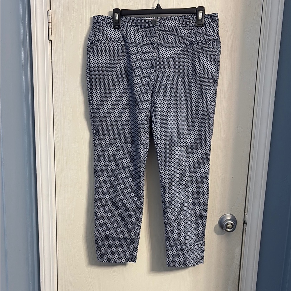 Reitmans Blue Tailored Trousers with Subtle Checkered Pattern